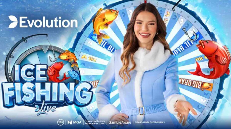 Evolution branding beside the Ice Fishing Live wheel